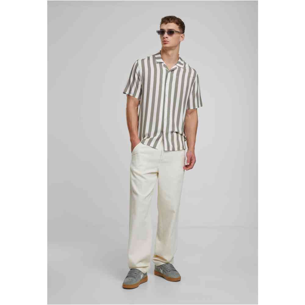 Urban Classics - Viscose AOP Resort Shirt - Brown/Off white
